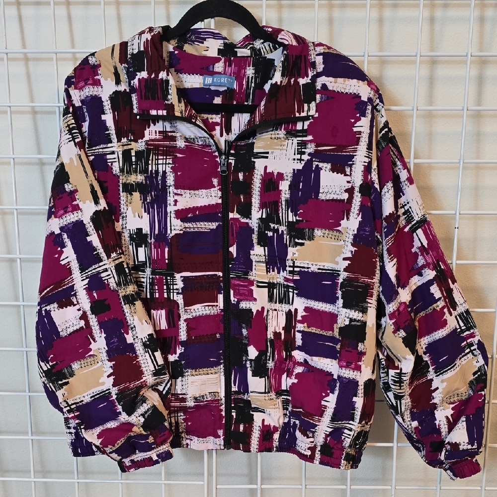 Koret Multicolor‎ Abstract Vintage 90's Track Jacket Bust 25" Flat